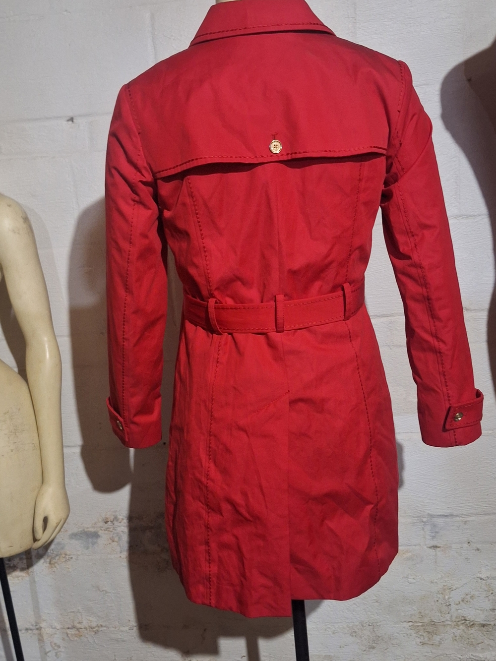 Michael Kors Red Double-Breasted Belted Trench Coat  Size M - Picture 2 of 3